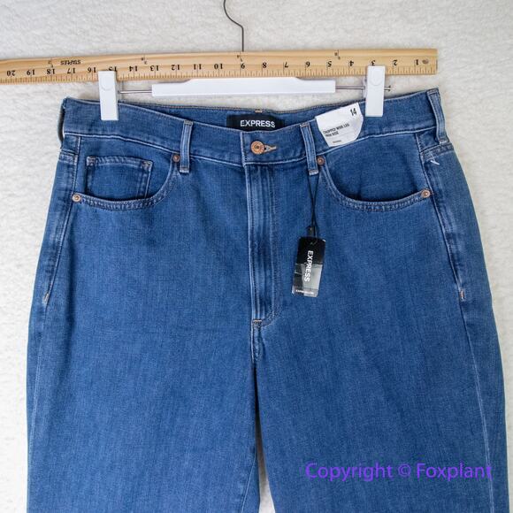 New! Express cropped high rise wide leg jeans, size 14‎ - Picture 3 of 9